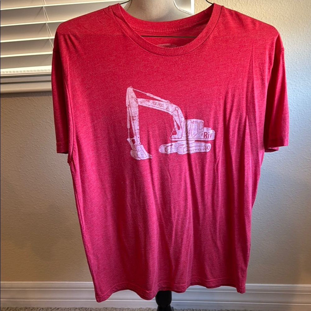 Red Short Sleeve Tee with Graphic Design